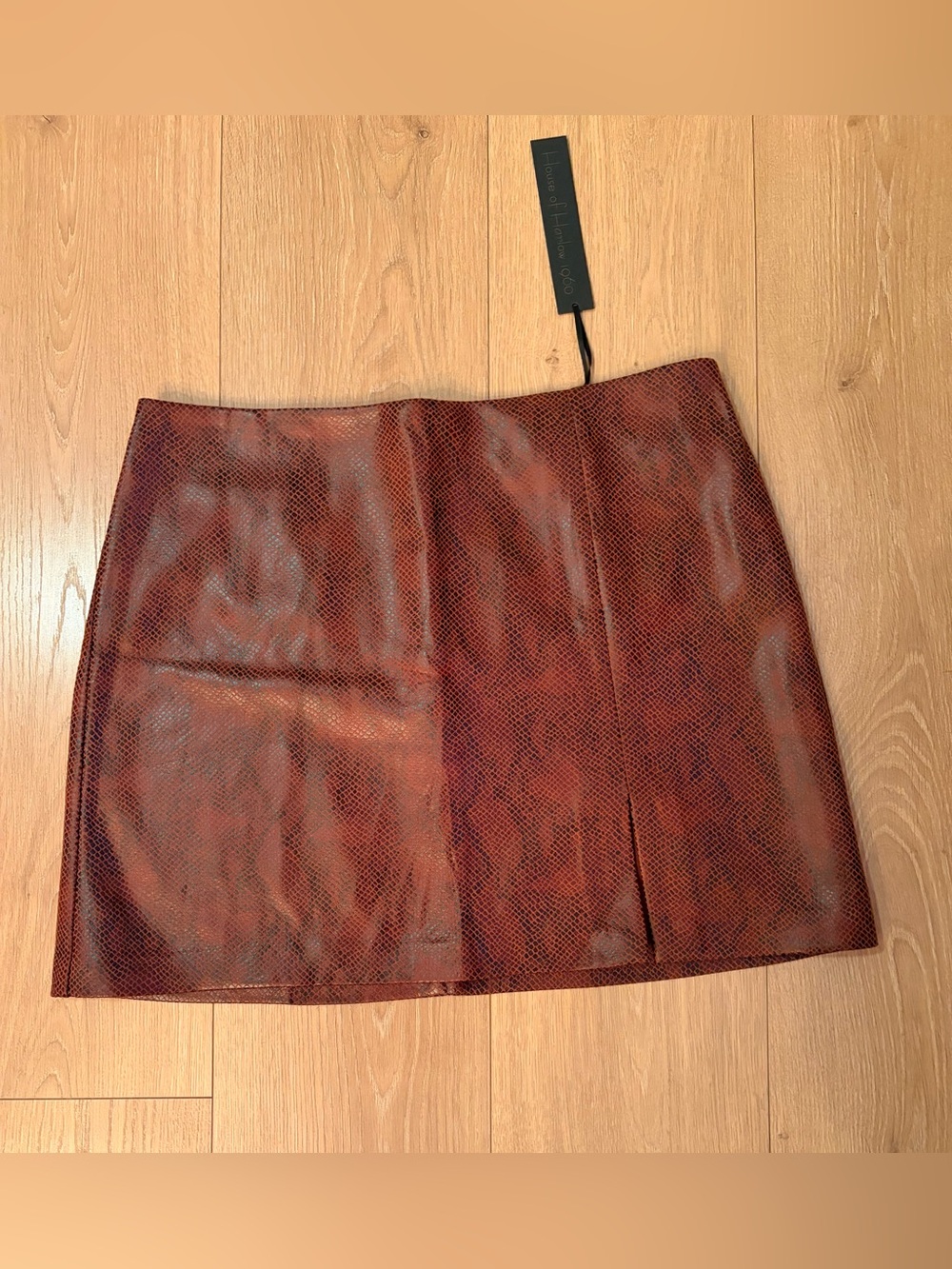 House of Harlow 1960 Brown Snake-Print Mini Skirt
